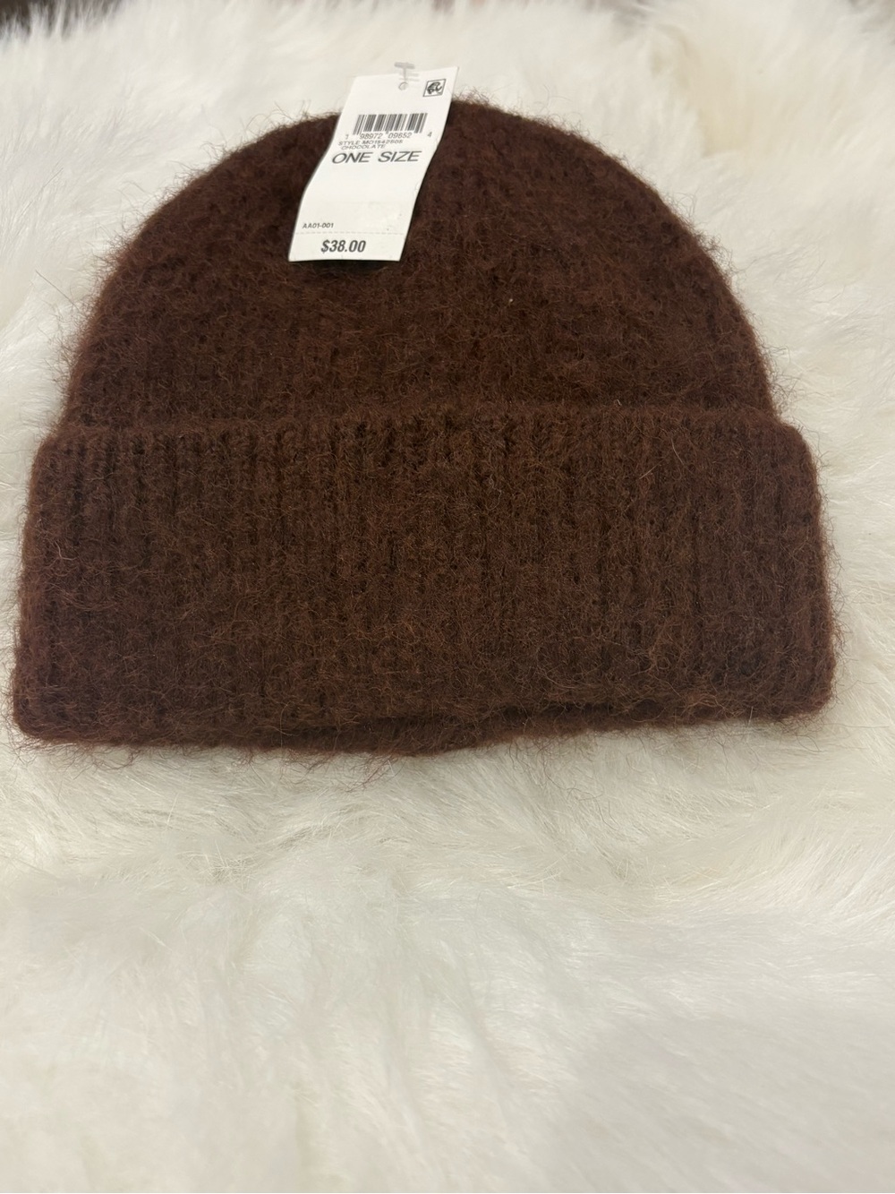 On 34th Womens Solid Brushed Beanie Rolled Cuff Fuzzy MO1542505 Brown